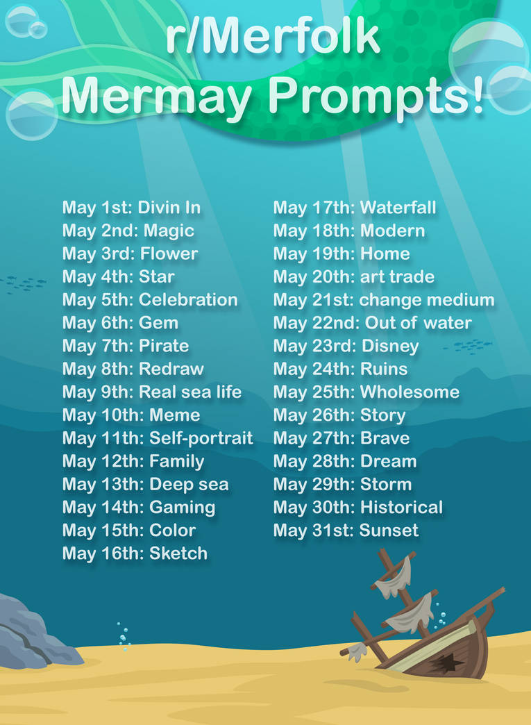 Mermay 2024 Prompt List! by Current-The-Merboy on DeviantArt