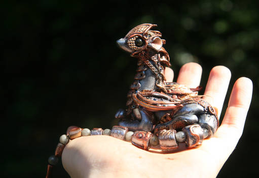 Issra - Steampunk silver and copper dragon