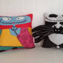 Handmade Jack and Sally Skellington Pillow Set