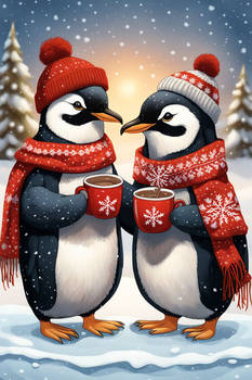 Two loveley penguins with a norwegian sweater