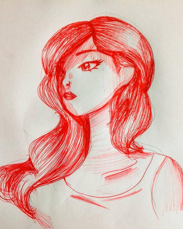 Red ballpoint pen drawing by shimmerkitty on DeviantArt