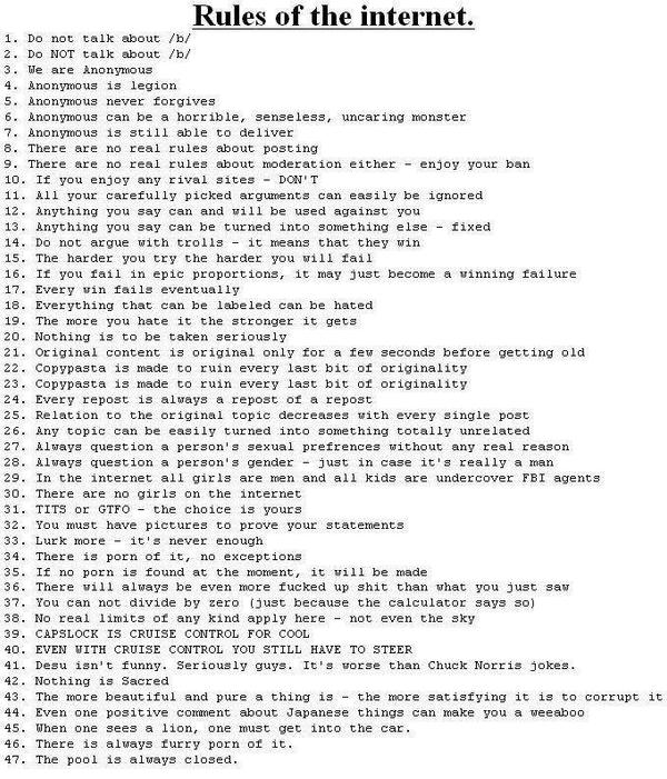 The 47 Rules Of The Internet By Fire Ebony On Deviantart