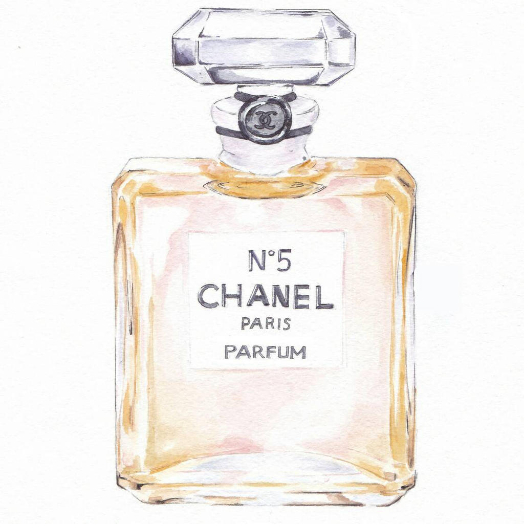 Chanel No. 5 Coco Mademoiselle Perfume, chanel, watercolor