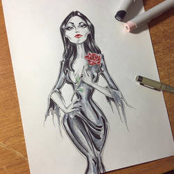 Morticia Addams for Inktober 2019