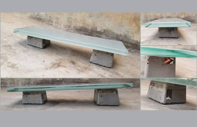 Grey Tile Slanted Bench - Fingerboard Obstacles