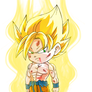 Chibi Goku turns SSJ