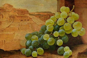 Roman Fresco Style Painting Of Grapes