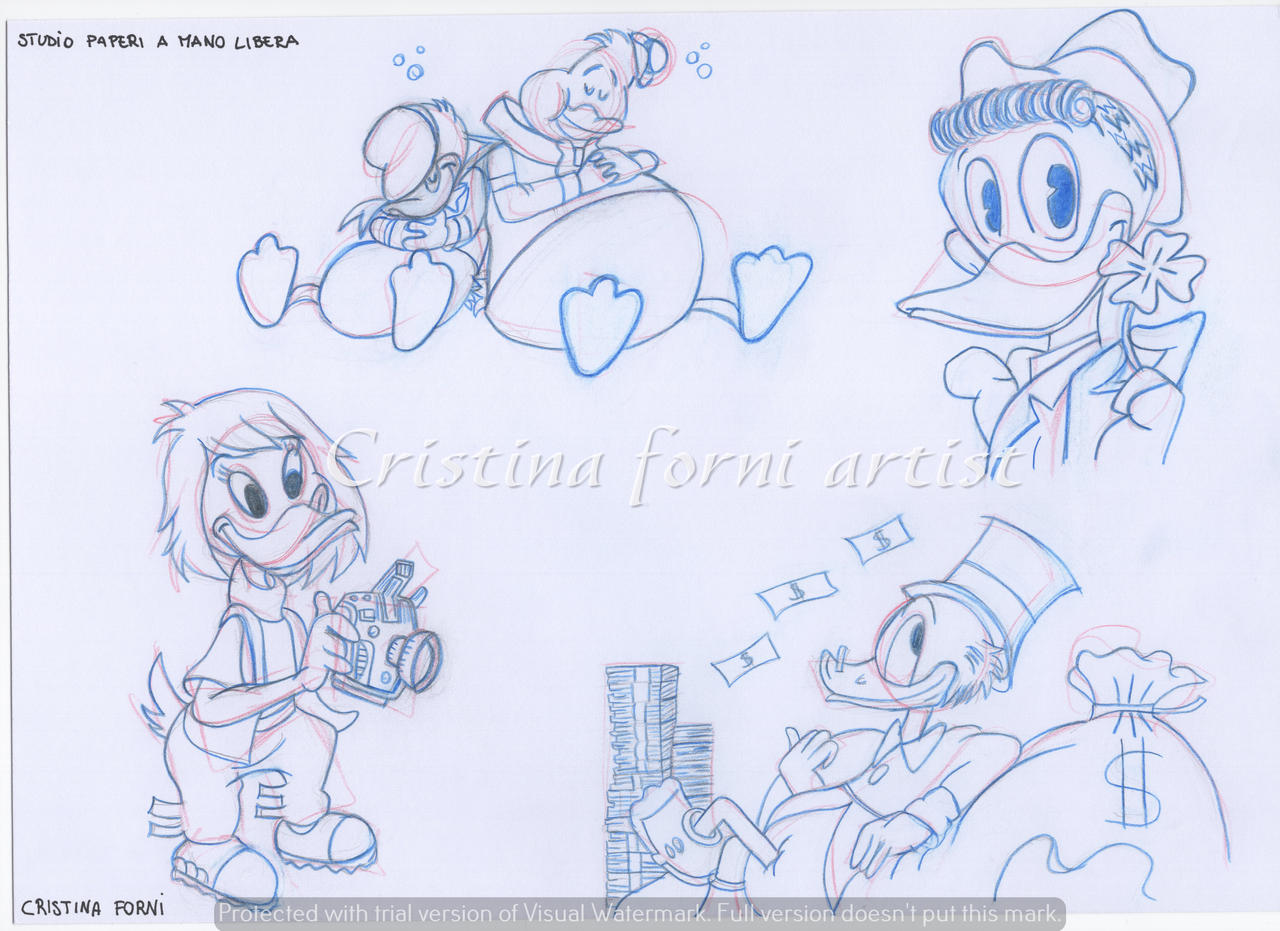 the drawings study the Disney characters in pencil by cristinaforniartist  on DeviantArt