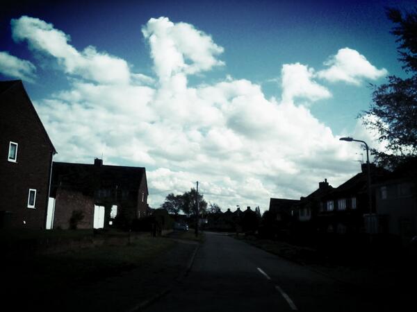 Blue skies over roof tops