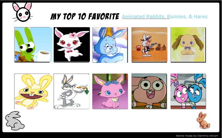 my top 10 favorite rabbits by cartoonstar92 on DeviantArt