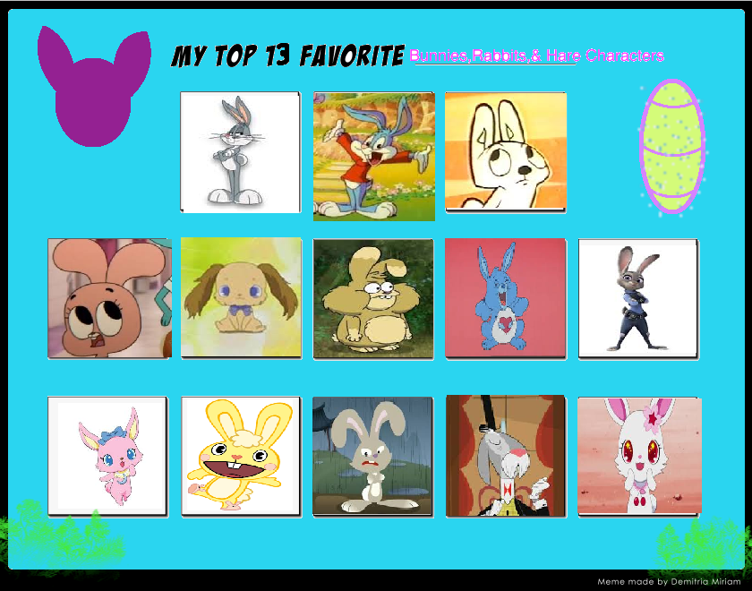 my top 13 favorite rabbits by cartoonstar92 on DeviantArt