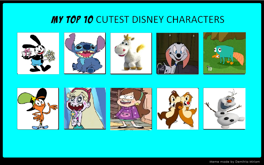 my top 10 cute disney characters by cartoonstar92 on DeviantArt