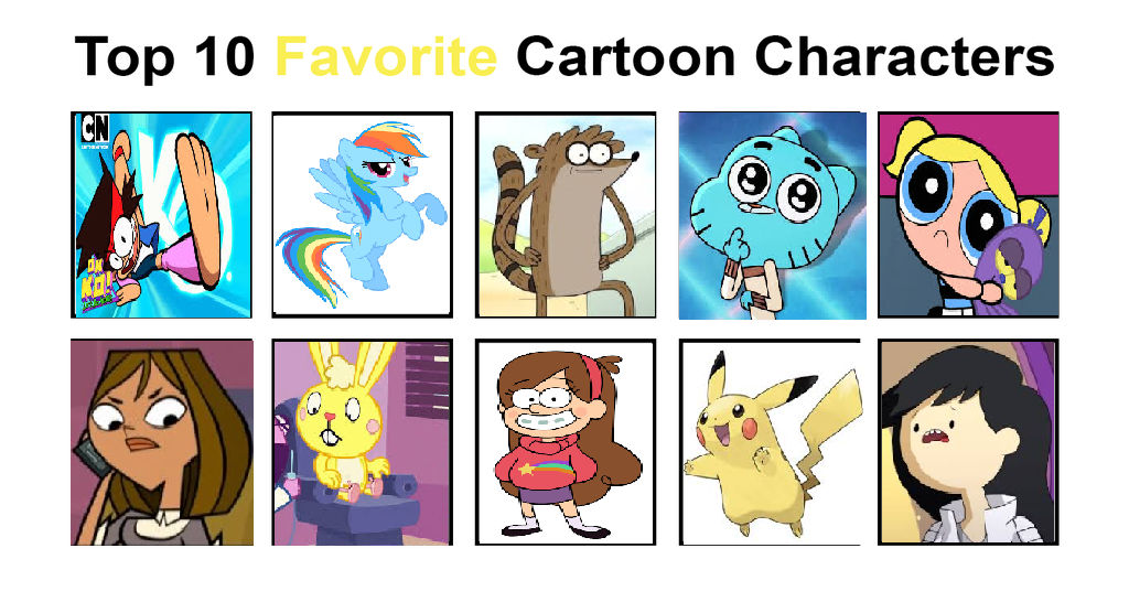my top 10 favorite cartoon characters by cartoonstar92 on DeviantArt