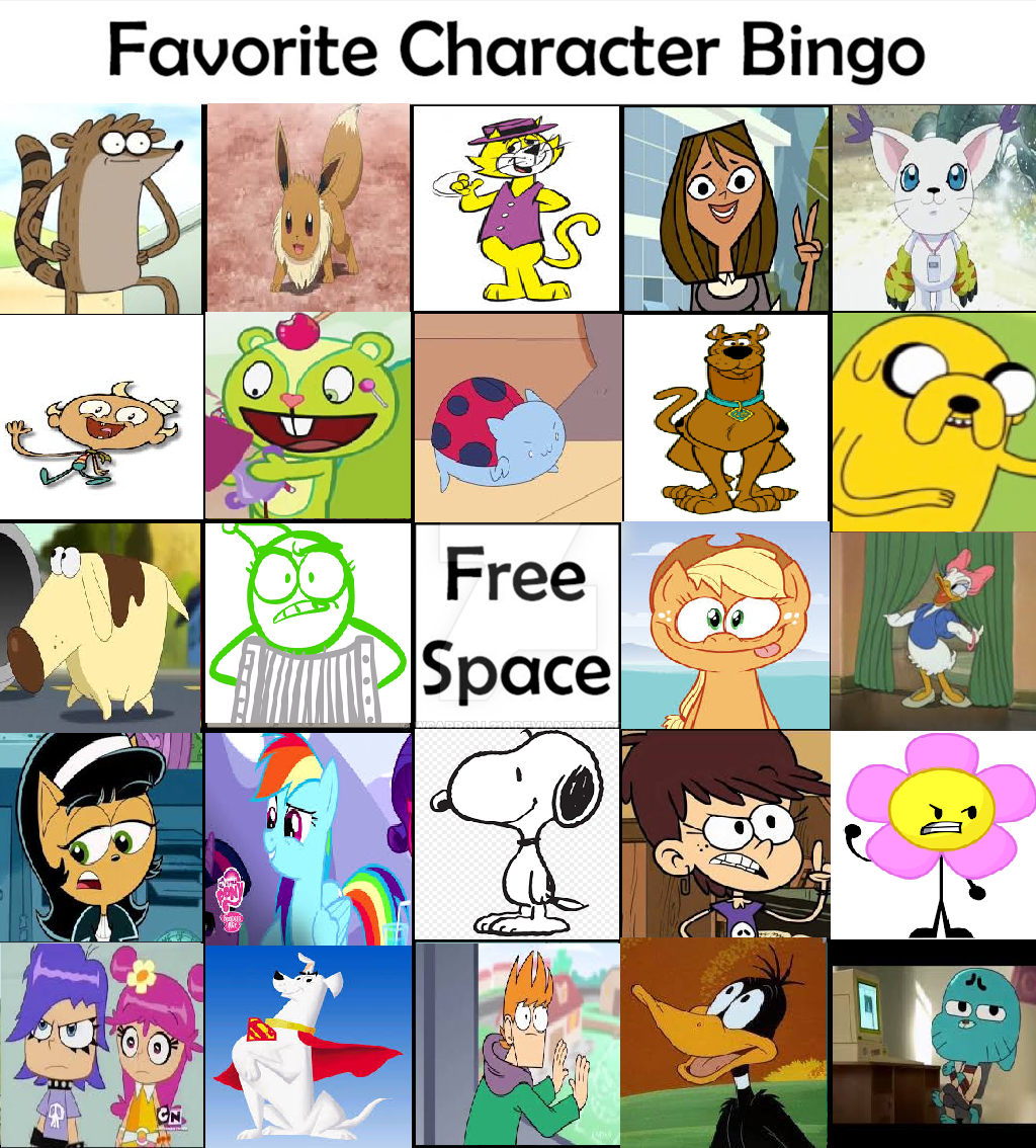 Cartoon Characters Bingo Card