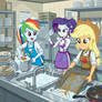 Rainbow Dash, Rarity And Applejack Doing dishes