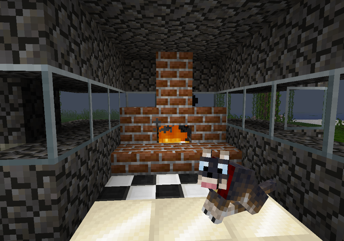 Minecraft- My fireplace and my Pet