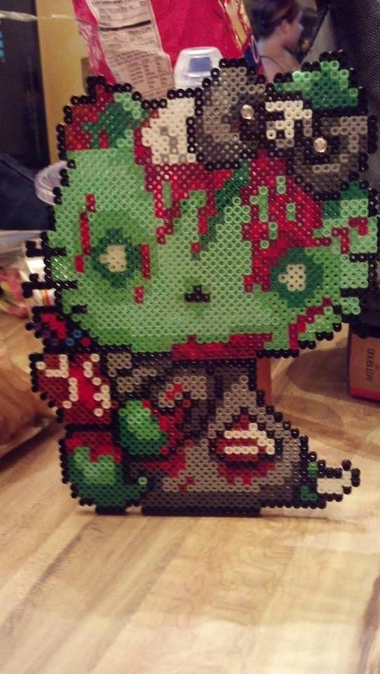 hello kitty zombie perler bead comes with a stand - Depop