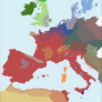 Linguistic map of Western Europe - ca. 500-525 CE