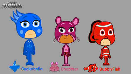 Cockabella, Chopster and BubblyFish Concept Art