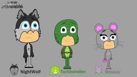 NightWolf, Turtlesheller and Mousey Concept Art