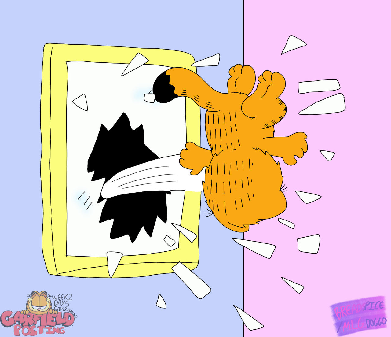 Garfield thrown out the window by BreadSpice on DeviantArt