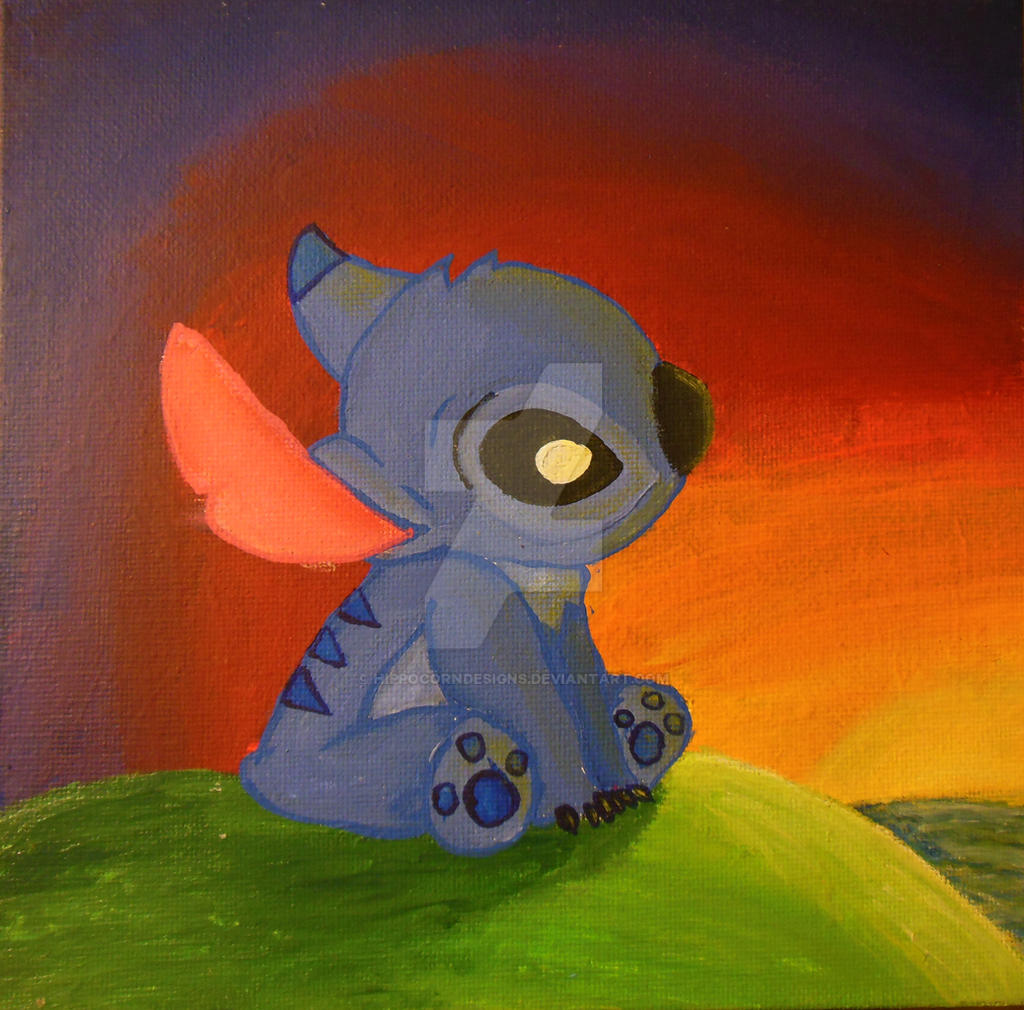 Stitch Watercolor Painting Ideas - Stitch Drawing from Lilo and Stitch