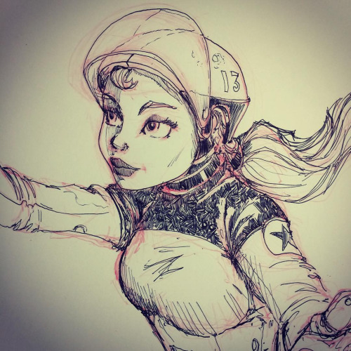 Spacegirl Ballpoint Pen Sketch