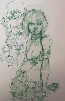 Steampunk Character Design 663- Sketch