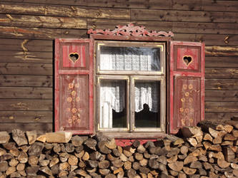 small window and wood