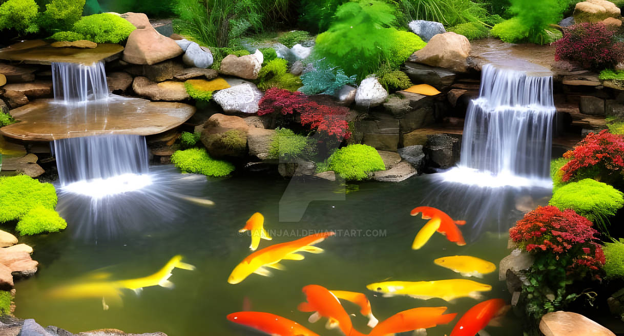 Koi Rocks Koi pond, rock garden, and waterfall v4 by UANINJAAI on DeviantArt