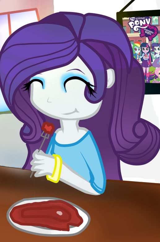 Rarity eating some meat~ by SeeingStart on DeviantArt