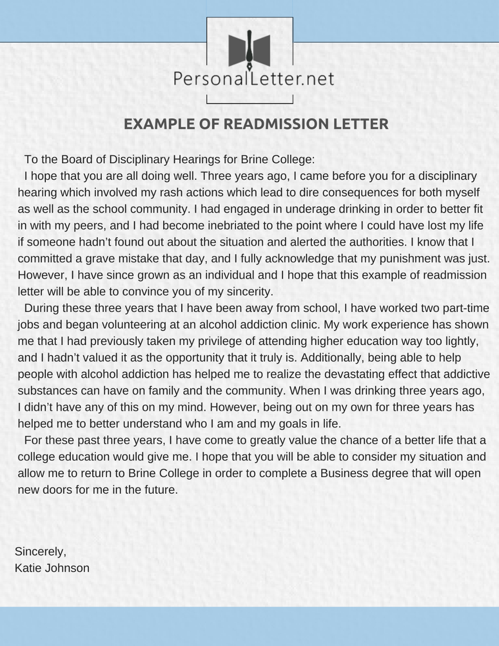Readmit Note Example Example Of Readmission Letter by LetterWReadmission2 on DeviantArt
