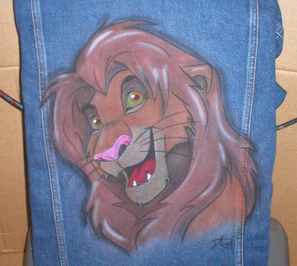 Airbrushed Simba Jean Jacket