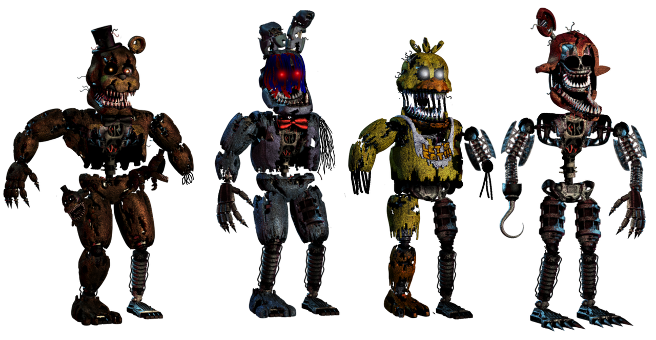 FNaF 1 Ignited Animatronics by Mariorainbow6 on DeviantArt