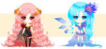 Fire Rose and Ice Lily - Chibi adopts [1/2 OPEN] by LunardreamerEmy