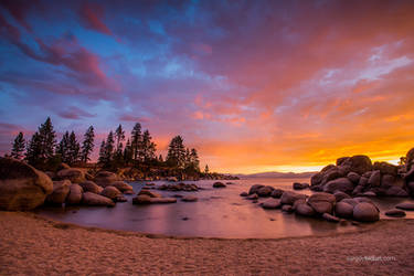 Sunset at Sand Harbor beach Lake Tahoe