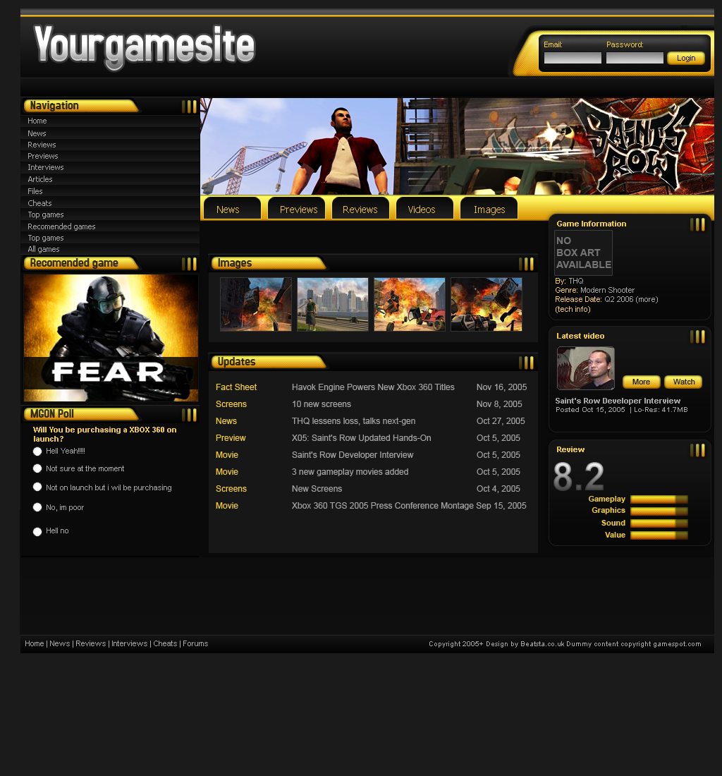 Gaming website game overview p