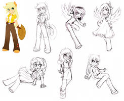 Old Doodles - Anthro-ish Mane 6