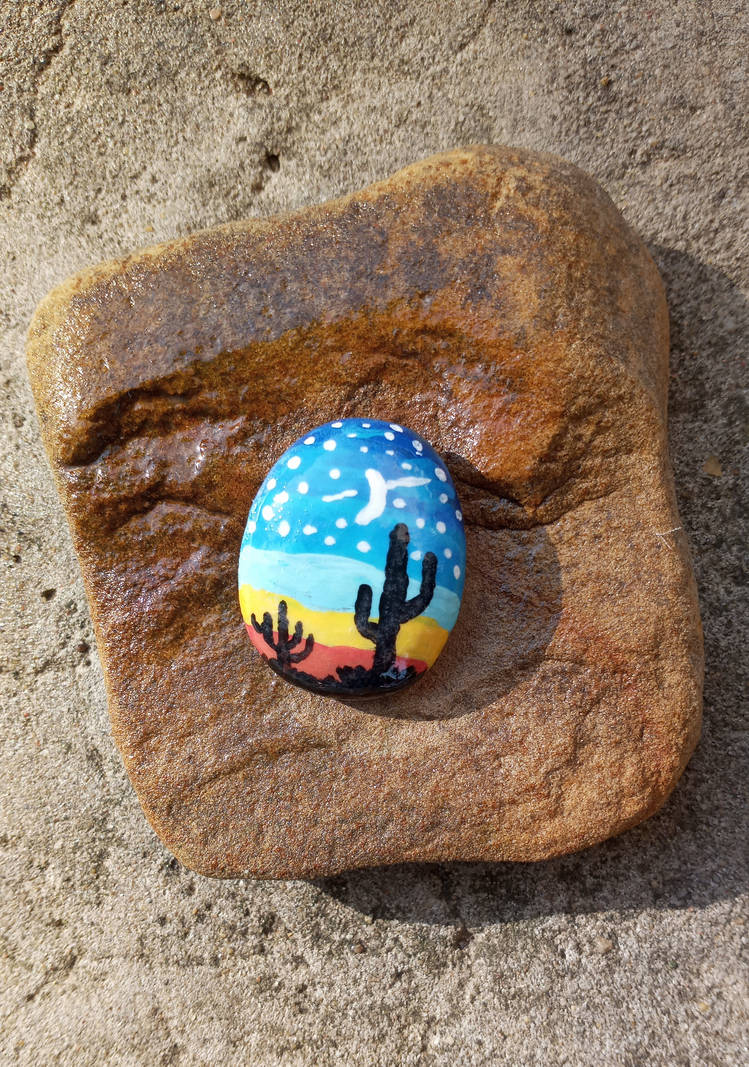 Painted desert scene on a rock. by KathrynDahl on DeviantArt