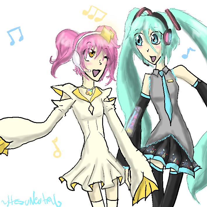 Amu and Miku singing