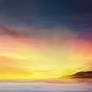 Sunset Over Distant Coast Line
