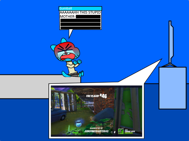 Mabye i shouldn't have let gumball play fortnite.. by Pacnar5688 on