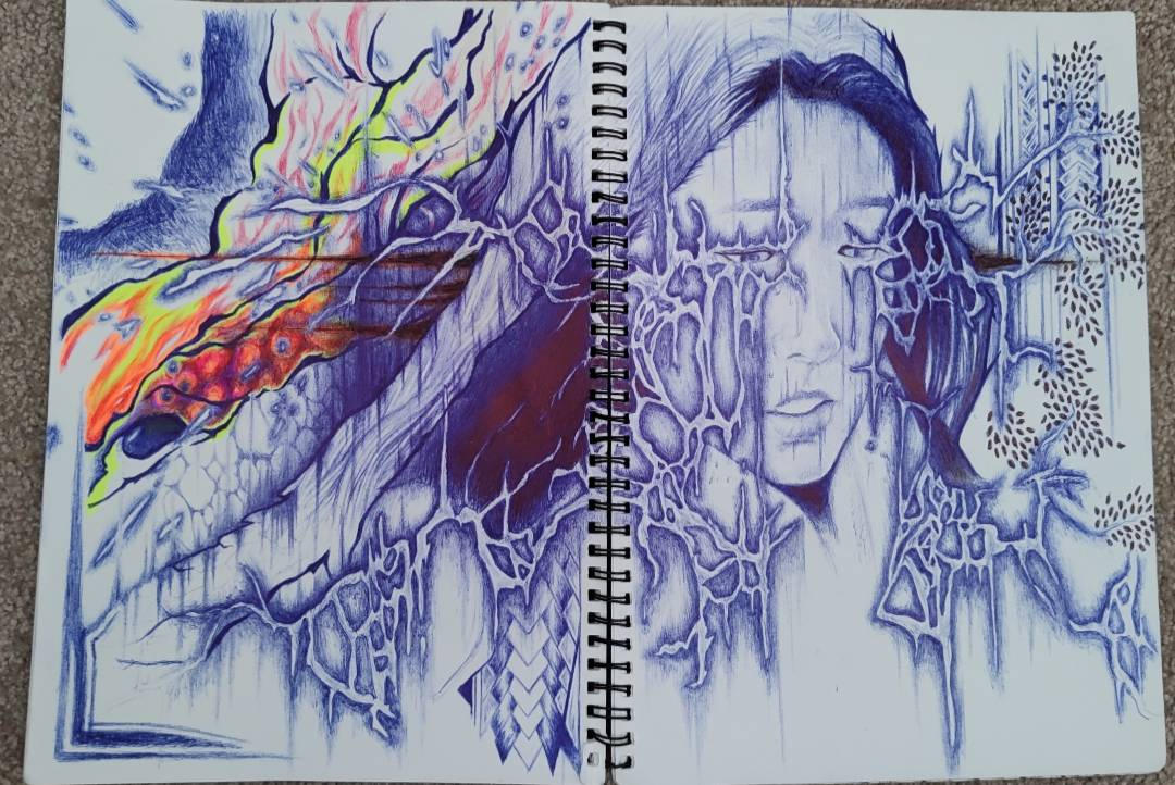 Chaotic Sadness pen drawing continued by Drawn2sketch on DeviantArt