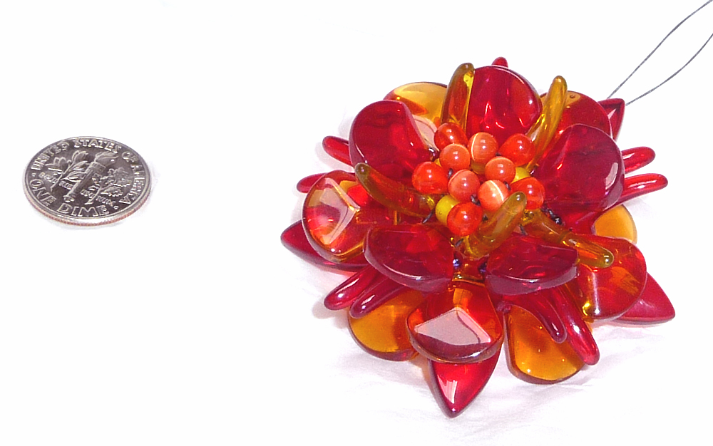 Beaded flame flower, angle 1