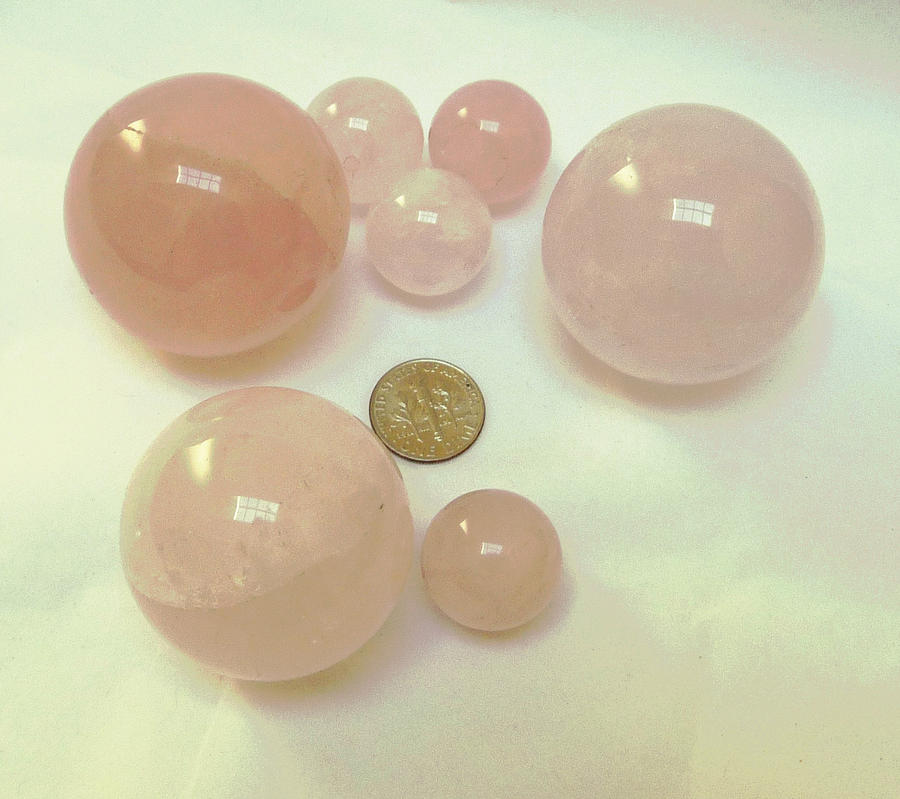 Rose quartz spheres