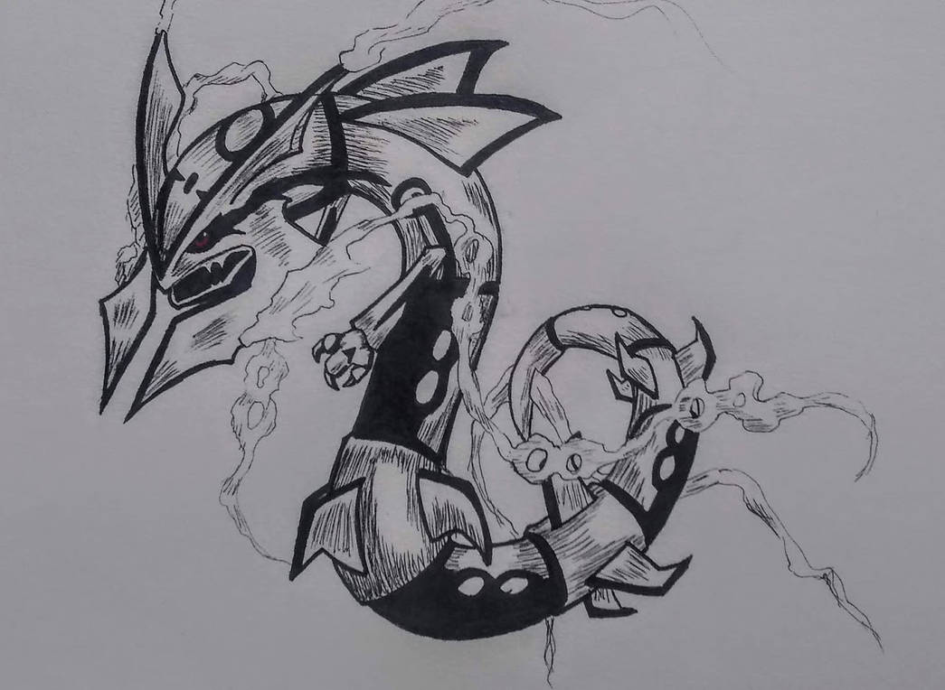rayquaza and mega rayquaza (pokemon) drawn by nagakura_(