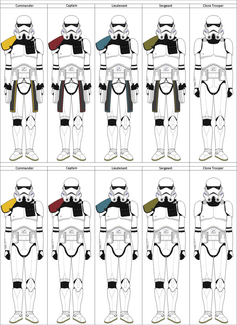 Clones Armour Phase 3 Ranks by shadowwolfclonect on DeviantArt