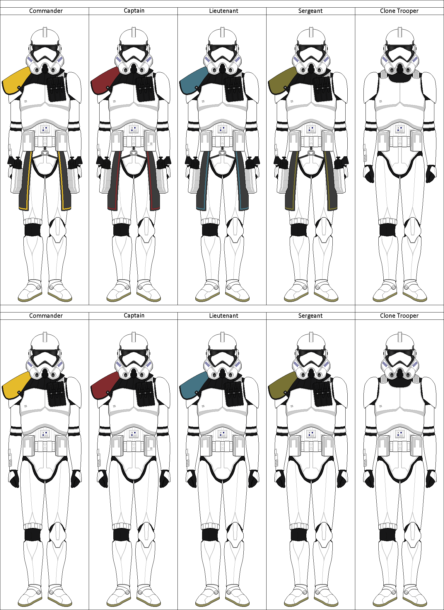 First Order Clones Ranks by shadowwolfclonect on DeviantArt