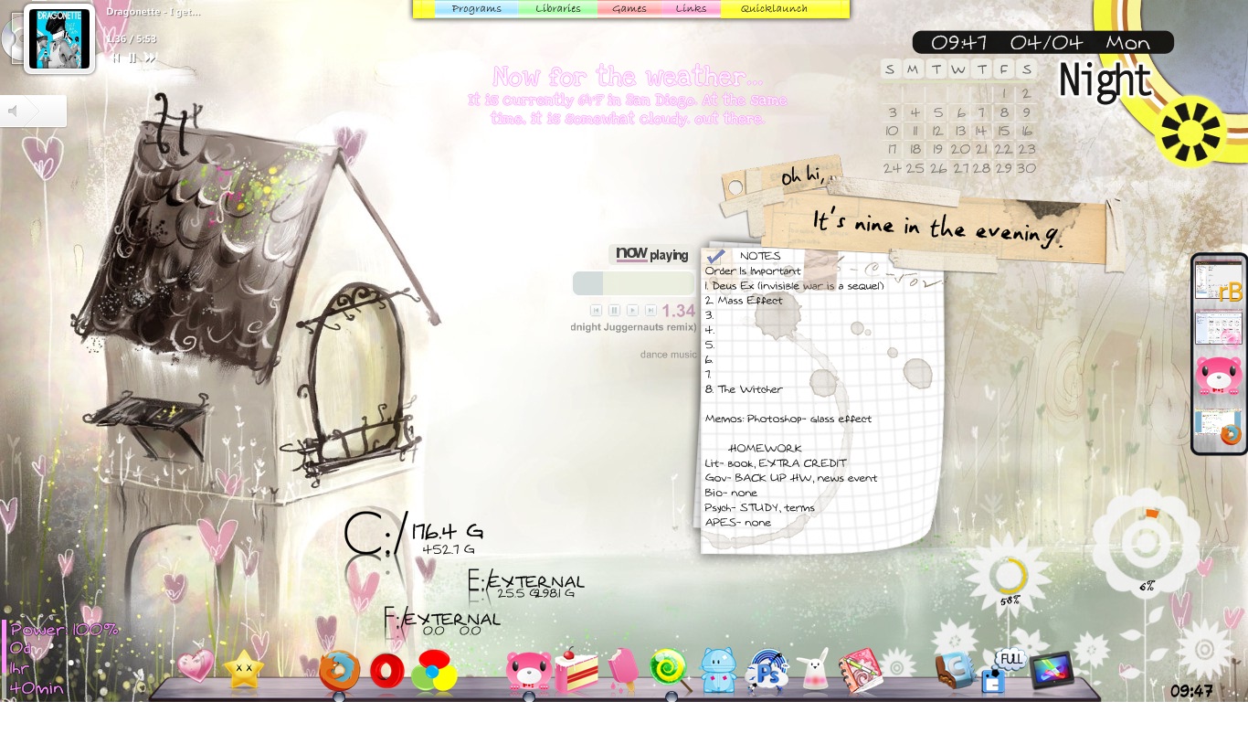 1st Rainmeter Desktop by PnkRxPrncss