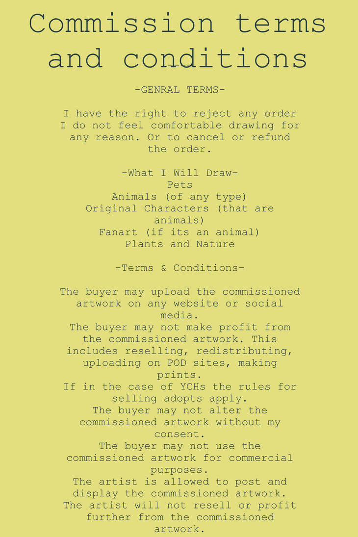 Digital Art Commission Terms And Conditions Template Digital Art Commission Terms And Conditions Template
